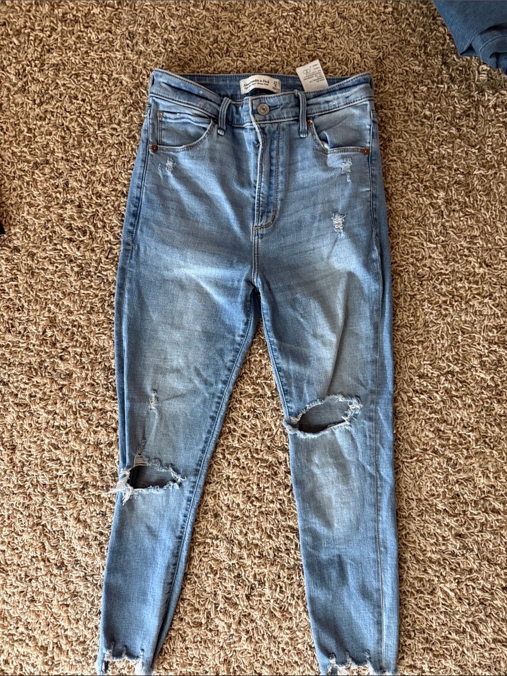 Abercrombie & Fitch Light Blue Distressed Skinny Jeans